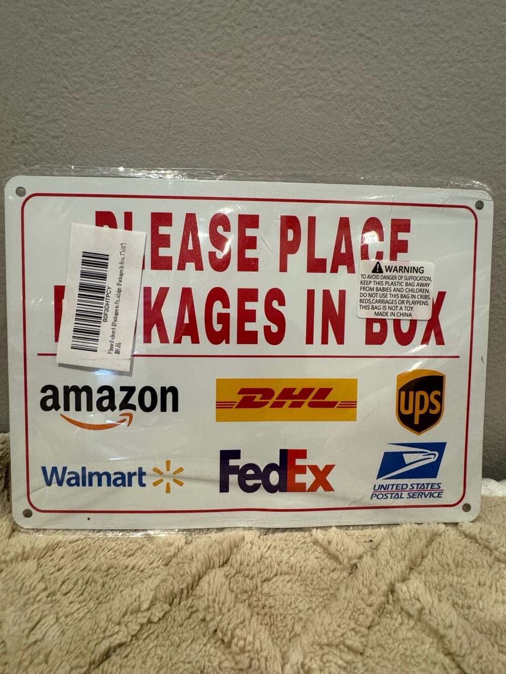 Please Place Packages In Box Delivery Sign 7x10 Metal Sign